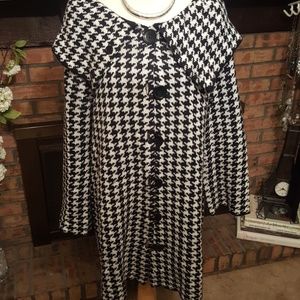 Houndstooth sweater coat midi length